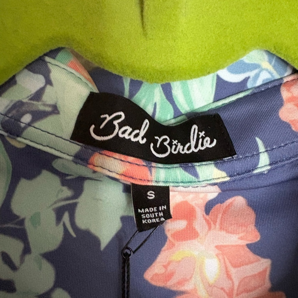 Bad Birdie Core Golf Polo SL Womens Size Small S Lei'd All Over Print NWT - Picture 7 of 8